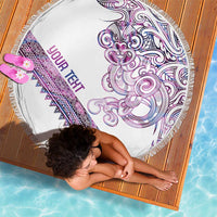 Mawhero Paua shell Kowhaiwhai Taniko Personalised Beach Blanket Taniwha Maori Tribal Style