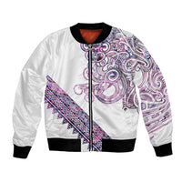 Mawhero Paua shell Kowhaiwhai Taniko Personalised Bomber Jacket Taniwha Maori Tribal Style