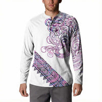 Mawhero Paua shell Kowhaiwhai Taniko Personalised Button Sweatshirt Taniwha Maori Tribal Style