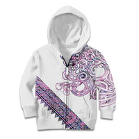Mawhero Paua shell Kowhaiwhai Taniko Personalised Kid Hoodie Taniwha Maori Tribal Style LT9 Zip Hoodie Pink - Polynesian Pride