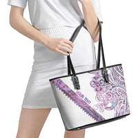 Mawhero Paua shell Kowhaiwhai Taniko Personalised Leather Tote Bag Taniwha Maori Tribal Style