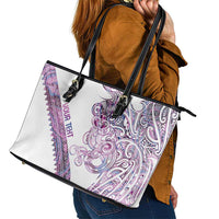 Mawhero Paua shell Kowhaiwhai Taniko Personalised Leather Tote Bag Taniwha Maori Tribal Style
