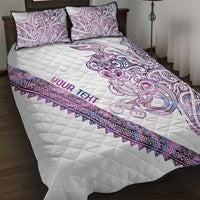Mawhero Paua shell Kowhaiwhai Taniko Personalised Quilt Bed Set Taniwha Maori Tribal Style LT9 Pink - Polynesian Pride
