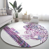 Mawhero Paua shell Kowhaiwhai Taniko Personalised Round Carpet Taniwha Maori Tribal Style LT9 - Polynesian Pride