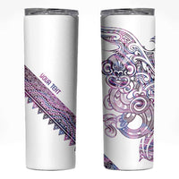 Mawhero Paua shell Kowhaiwhai Taniko Personalised Skinny Tumbler Taniwha Maori Tribal Style