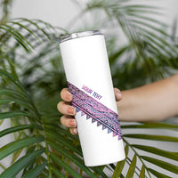 Mawhero Paua shell Kowhaiwhai Taniko Personalised Skinny Tumbler Taniwha Maori Tribal Style