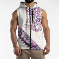Mawhero Paua shell Kowhaiwhai Taniko Personalised Sleeveless Zip Hoodie Taniwha Maori Tribal Style