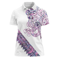 Mawhero Paua shell Kowhaiwhai Taniko Personalised Women Polo Shirt Taniwha Maori Tribal Style