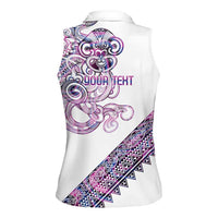 Mawhero Paua shell Kowhaiwhai Taniko Personalised Women Sleeveless Polo Shirt Taniwha Maori Tribal Style