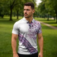 Mawhero Paua shell Kowhaiwhai Taniko Personalised Zipper Polo Shirt Taniwha Maori Tribal Style