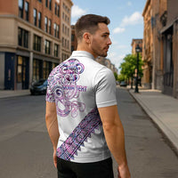 Mawhero Paua shell Kowhaiwhai Taniko Personalised Zipper Polo Shirt Taniwha Maori Tribal Style