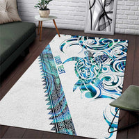 Kahui Whetu Paua shell Kowhaiwhai Taniko Personalised Area Rug Turtle Tattoo Maori Tribal Style LT9 Blue - Polynesian Pride