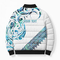 Kahui Whetu Paua shell Kowhaiwhai Taniko Personalised Bomber Puffer Jacket Turtle Tattoo Maori Tribal Style
