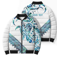 Kahui Whetu Paua shell Kowhaiwhai Taniko Personalised Bomber Puffer Jacket Turtle Tattoo Maori Tribal Style