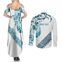 Kahui Whetu Paua shell Kowhaiwhai Taniko Personalised Couples Matching Summer Maxi Dress and Long Sleeve Button Shirt Turtle Tattoo Maori Tribal Style