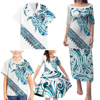 Kahui Whetu Paua shell Kowhaiwhai Taniko Personalised Family Matching Puletasi and Hawaiian Shirt Turtle Tattoo Maori Tribal Style LT9 - Polynesian Pride