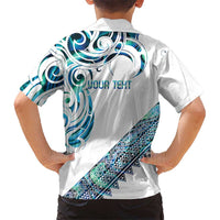 Kahui Whetu Paua shell Kowhaiwhai Taniko Personalised Family Matching Short Sleeve Bodycon Dress and Hawaiian Shirt Turtle Tattoo Maori Tribal Style LT9 - Polynesian Pride