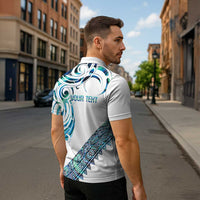 Kahui Whetu Paua shell Kowhaiwhai Taniko Personalised Zipper Polo Shirt Turtle Tattoo Maori Tribal Style