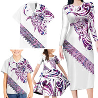 Mawhero Paua shell Kowhaiwhai Taniko Personalised Family Matching Long Sleeve Bodycon Dress and Hawaiian Shirt Turtle Tattoo Maori Tribal Style LT9 - Polynesian Pride
