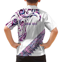 Mawhero Paua shell Kowhaiwhai Taniko Personalised Family Matching Puletasi and Hawaiian Shirt Turtle Tattoo Maori Tribal Style