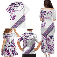 Mawhero Paua shell Kowhaiwhai Taniko Personalised Family Matching Puletasi and Hawaiian Shirt Turtle Tattoo Maori Tribal Style