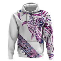 Mawhero Paua shell Kowhaiwhai Taniko Personalised Hoodie Turtle Tattoo Maori Tribal Style LT9 Pullover Hoodie Pink - Polynesian Pride