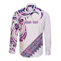 Mawhero Paua shell Kowhaiwhai Taniko Personalised Long Sleeve Button Shirt Turtle Tattoo Maori Tribal Style LT9 - Polynesian Pride