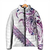 Mawhero Paua shell Kowhaiwhai Taniko Personalised Padded Jacket Turtle Tattoo Maori Tribal Style