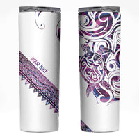 Mawhero Paua shell Kowhaiwhai Taniko Personalised Skinny Tumbler Turtle Tattoo Maori Tribal Style