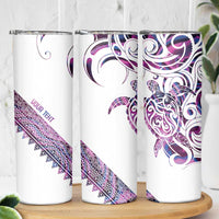 Mawhero Paua shell Kowhaiwhai Taniko Personalised Skinny Tumbler Turtle Tattoo Maori Tribal Style