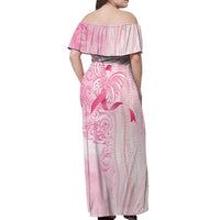 Breast Cancer Awareness Off Shoulder Maxi Dress Maile Pikake Lokelani Crown Flower Lei Inspired LT9 - Polynesian Pride