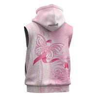Breast Cancer Awareness Sleeveless Zip Hoodie Maile Pikake Lokelani Crown Flower Lei Inspired LT9 - Polynesian Pride