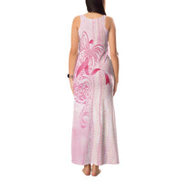 Breast Cancer Awareness Tank Maxi Dress Maile Pikake Lokelani Crown Flower Lei Inspired LT9 - Polynesian Pride
