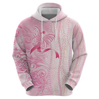 Breast Cancer Awareness Zip Hoodie Maile Pikake Lokelani Crown Flower Lei Inspired LT9 - Polynesian Pride