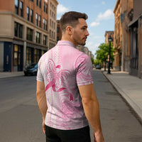 Breast Cancer Awareness Zipper Polo Shirt Maile Pikake Lokelani Crown Flower Lei Inspired LT9 - Polynesian Pride