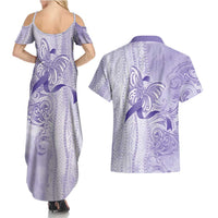 Epilepsy Awareness Couples Matching Summer Maxi Dress and Hawaiian Shirt Maile Pikake Lokelani Crown Flower Lei Inspired LT9 - Polynesian Pride