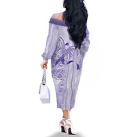 Epilepsy Awareness Family Matching Off The Shoulder Long Sleeve Dress and Hawaiian Shirt Maile Pikake Lokelani Crown Flower Lei Inspired LT9 - Polynesian Pride
