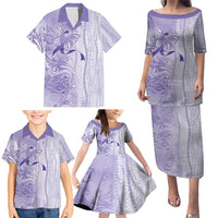 Epilepsy Awareness Family Matching Puletasi and Hawaiian Shirt Maile Pikake Lokelani Crown Flower Lei Inspired