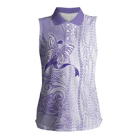 Epilepsy Awareness Women Sleeveless Polo Shirt Maile Pikake Lokelani Crown Flower Lei Inspired LT9 Female Purple - Polynesian Pride