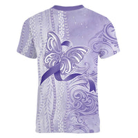 Epilepsy Awareness Women V-Neck T-Shirt Maile Pikake Lokelani Crown Flower Lei Inspired