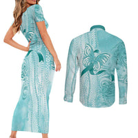PTSD Awareness Couples Matching Short Sleeve Bodycon Dress and Long Sleeve Button Shirt Maile Pikake Lokelani Crown Flower Lei Inspired LT9 - Polynesian Pride