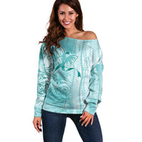 PTSD Awareness Off Shoulder Sweater Maile Pikake Lokelani Crown Flower Lei Inspired