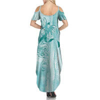 PTSD Awareness Summer Maxi Dress Maile Pikake Lokelani Crown Flower Lei Inspired