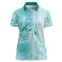 PTSD Awareness Women Polo Shirt Maile Pikake Lokelani Crown Flower Lei Inspired LT9 Female Teal - Polynesian Pride