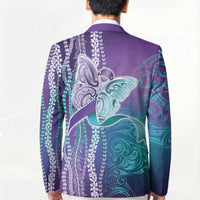 Suicide Prevention Awareness Blazer Maile Pikake Lokelani Crown Flower Lei Inspired LT9 - Polynesian Pride