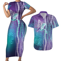Suicide Prevention Awareness Couples Matching Short Sleeve Bodycon Dress and Hawaiian Shirt Maile Pikake Lokelani Crown Flower Lei Inspired