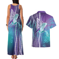Suicide Prevention Awareness Couples Matching Tank Maxi Dress and Hawaiian Shirt Maile Pikake Lokelani Crown Flower Lei Inspired