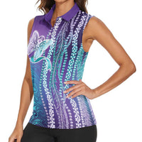 Suicide Prevention Awareness Women Sleeveless Polo Shirt Maile Pikake Lokelani Crown Flower Lei Inspired LT9 - Polynesian Pride