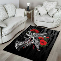 Hawaiian Honu Personalized Area Rug Black Tribal Hook Pattern LT9 - Polynesian Pride