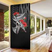 Hawaiian Honu Personalized Door Cover Black Tribal Hook Pattern